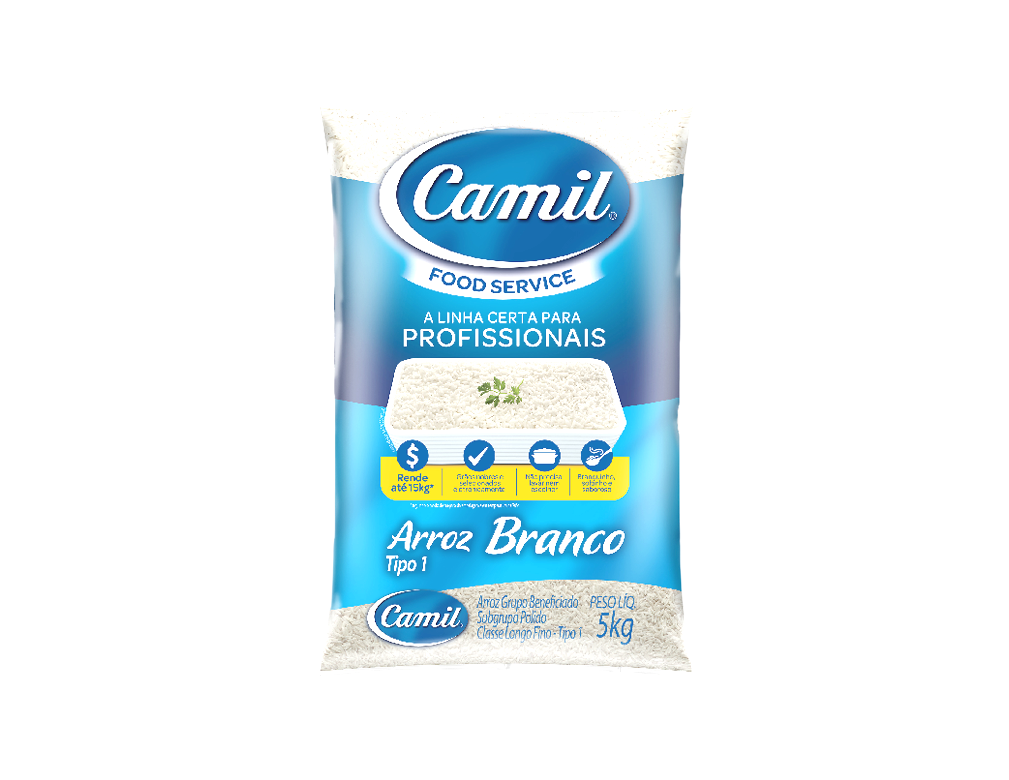 ARROZ BRANCO TIPO 1 FOOD SERVICE CAMIL 5 KG (FDO 6 PCT)